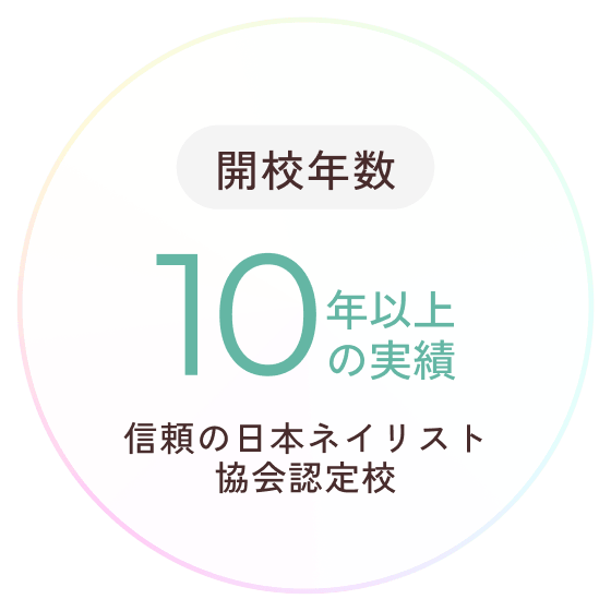 開校年数｜10年以上の実績｜信頼の日本ネイリスト協会認定校